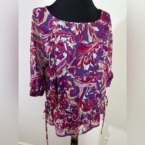 ANA sz med top sheer fuller style. In a colorful spring style